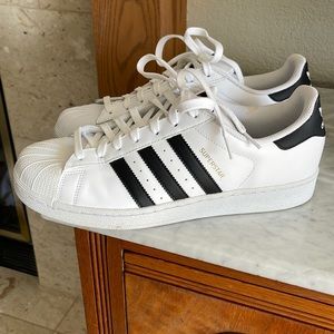 Mens Adidas Superstar Sneakers with black stripes
